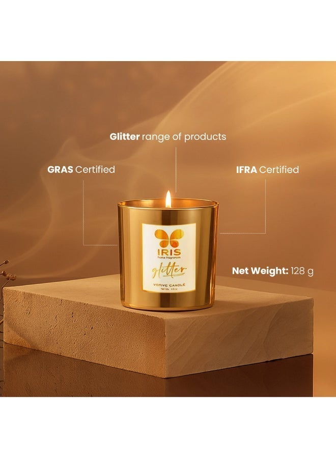 IRIS CELESTE Gold Votive Candles Set of 2 - Gold Musk Fragrance | Perfect for festivities, celebrations, gifting and even for your home decoration - Image 4